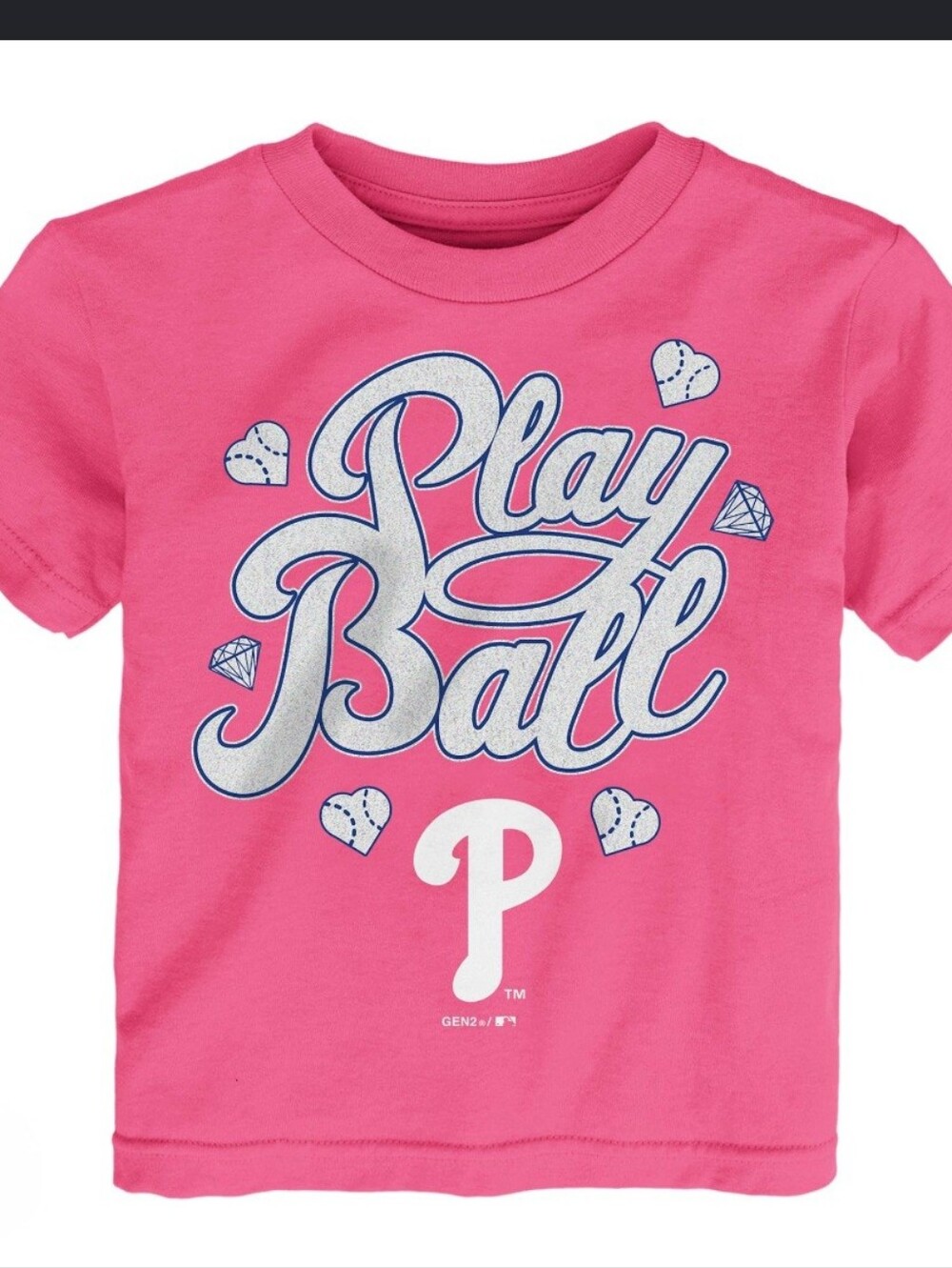 Mlb Philadelphia Phillies Pink Girls Shimmer Tee